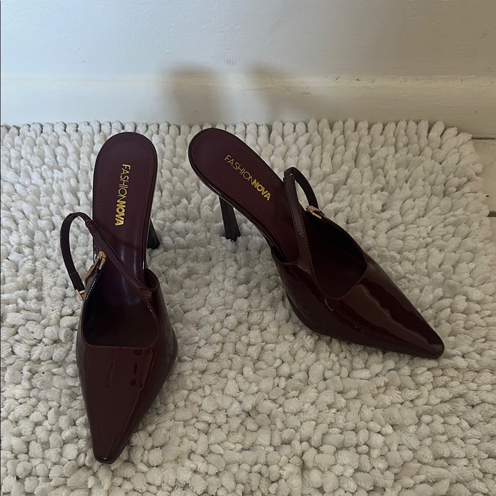 Fashion Nova Burgundy Patent Heels